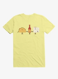 Taco, Hot Sauce, Toilet Paper Friends Corn Silk Yellow T-Shirt