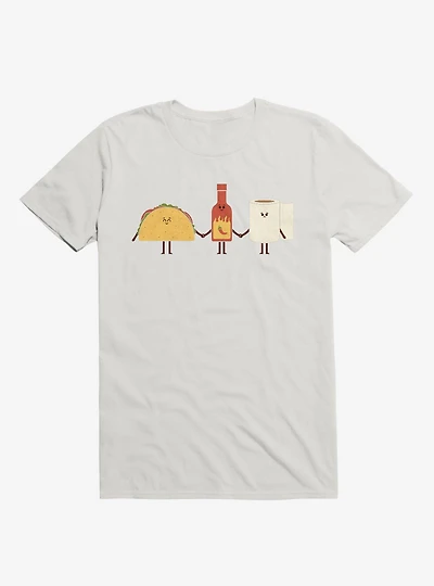 Taco, Hot Sauce, Toilet Paper Friends White T-Shirt