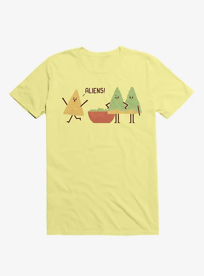 Aliens! Chip Guacamole Dip Corn Silk Yellow T-Shirt