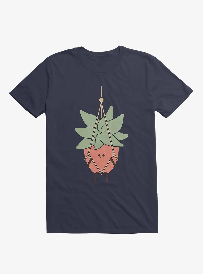 Hang There House Plant Navy Blue T-Shirt