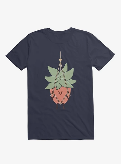 Hang There House Plant Navy Blue T-Shirt