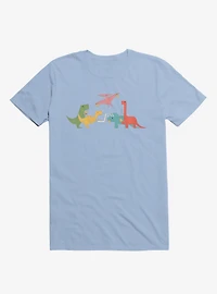 Dinos Eating Pizza Light Blue T-Shirt