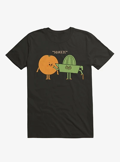 Squeeze Juicer Squeezing Orange Black T-Shirt