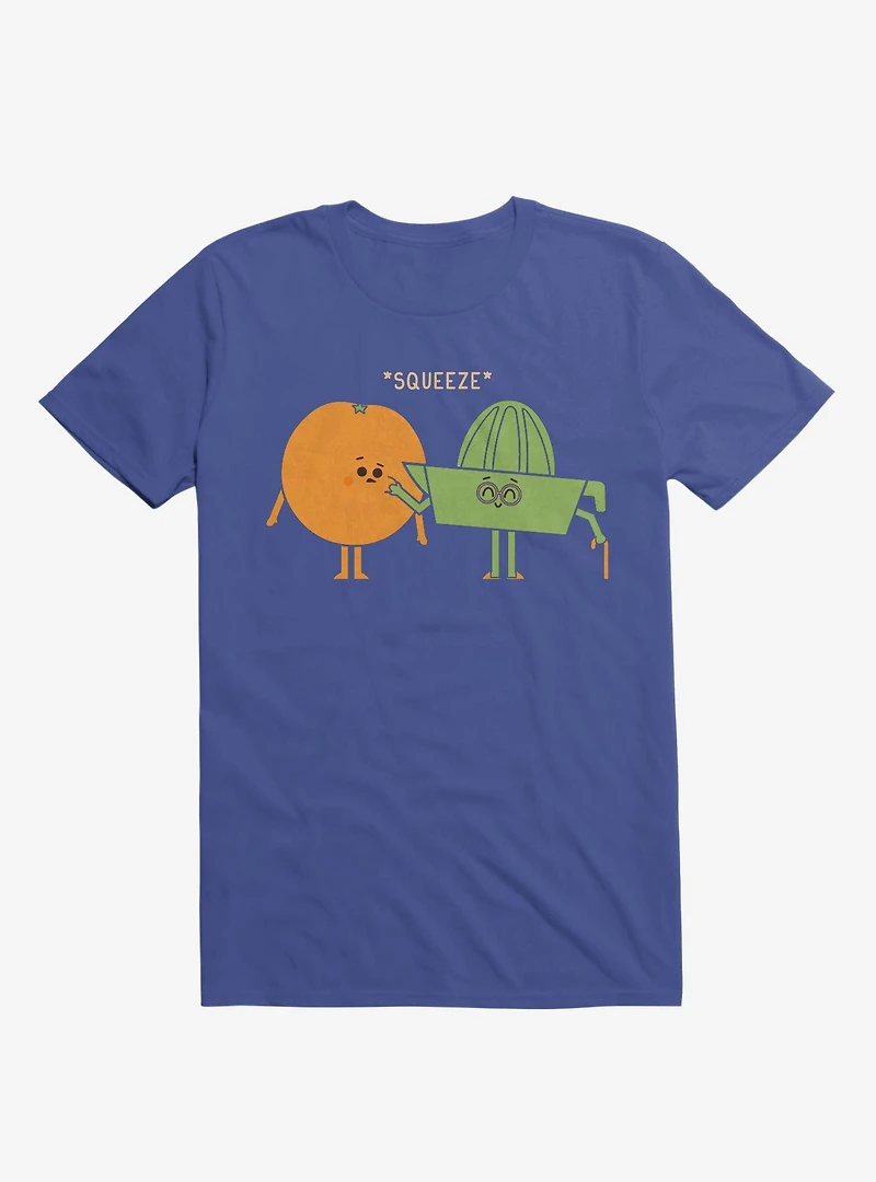 Squeeze Juicer Squeezing Orange Royal Blue T-Shirt