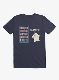 Booooks! Ghost Book Library Lover Navy Blue T-Shirt