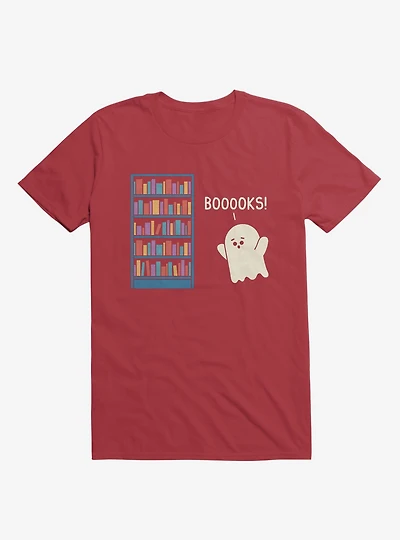 Booooks! Ghost Book Library Lover Red T-Shirt