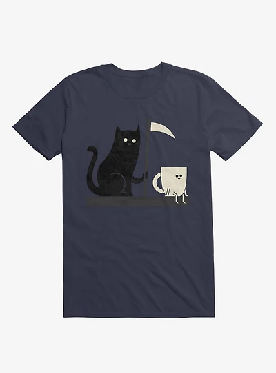 Impending Doom Cat Vs. Cup Navy Blue T-Shirt