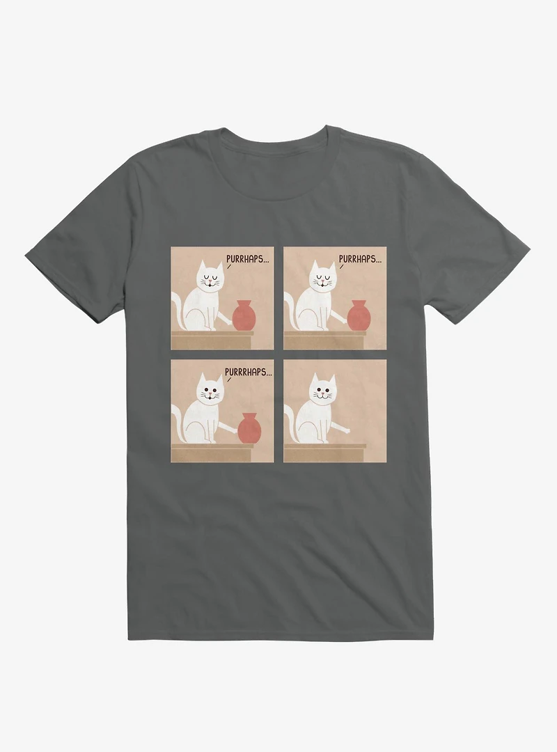 Purrhaps... Mischievous Cat Charcoal Grey T-Shirt
