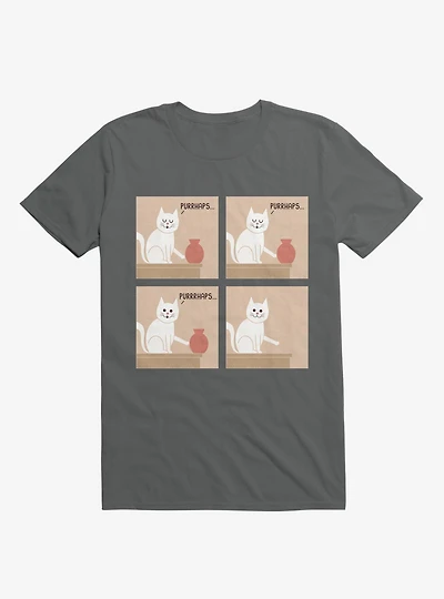 Purrhaps... Mischievous Cat Charcoal Grey T-Shirt
