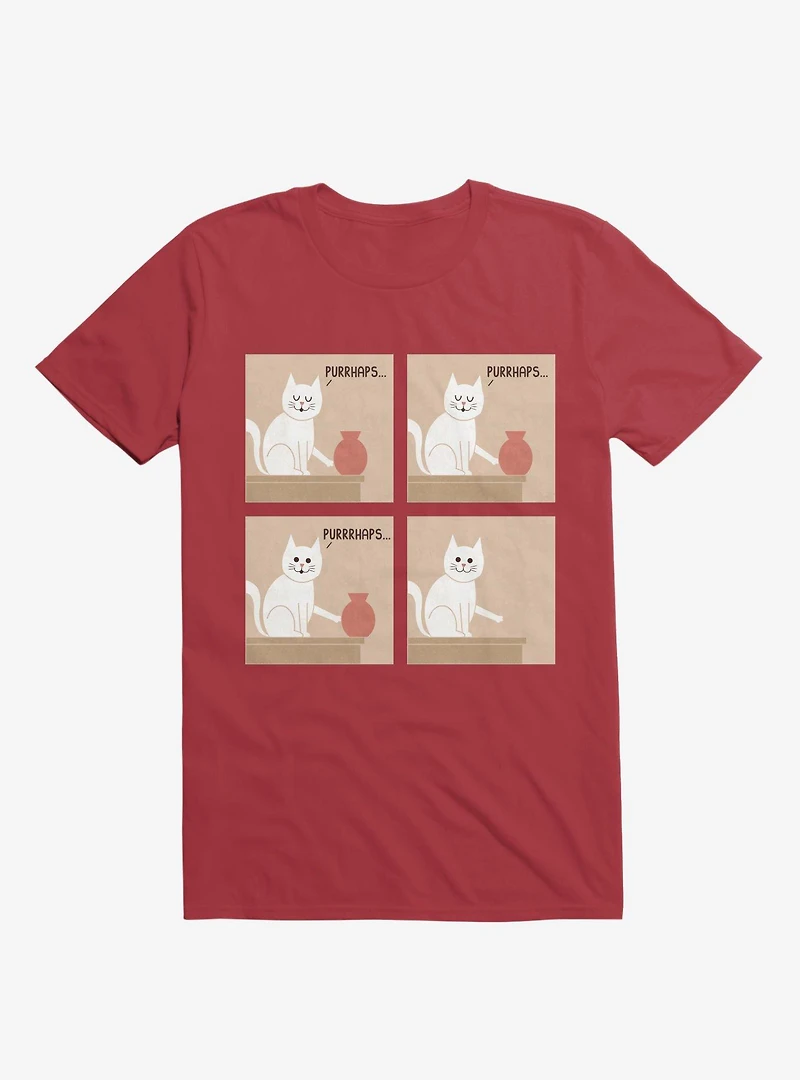 Purrhaps... Mischievous Cat Red T-Shirt