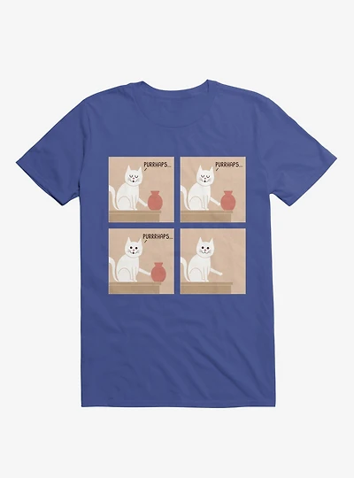 Purrhaps... Mischievous Cat Royal Blue T-Shirt