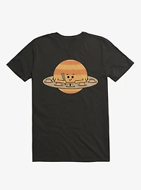 Saturn Eating Sushi Black T-Shirt
