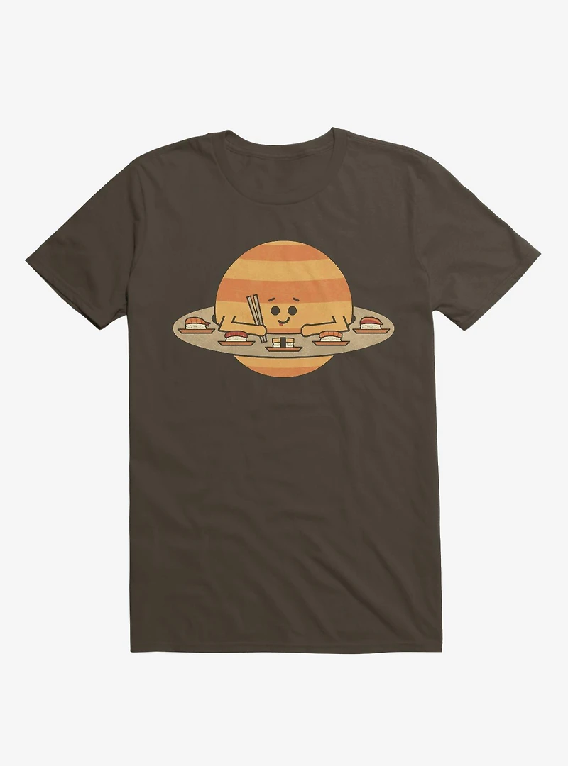 Saturn Eating Sushi Brown T-Shirt