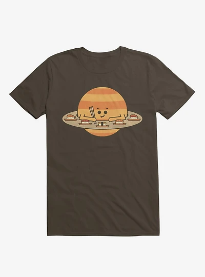 Saturn Eating Sushi Brown T-Shirt