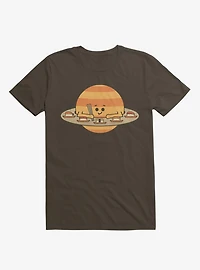 Saturn Eating Sushi Brown T-Shirt