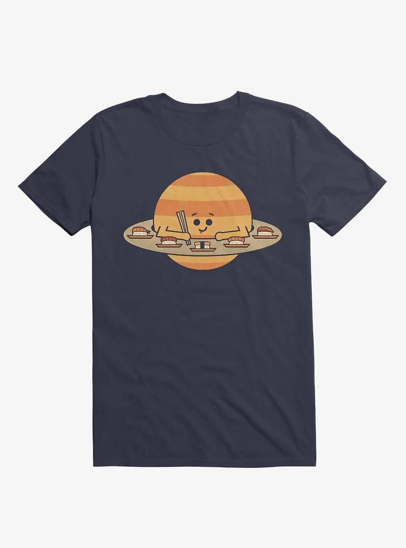 Saturn Eating Sushi Navy Blue T-Shirt