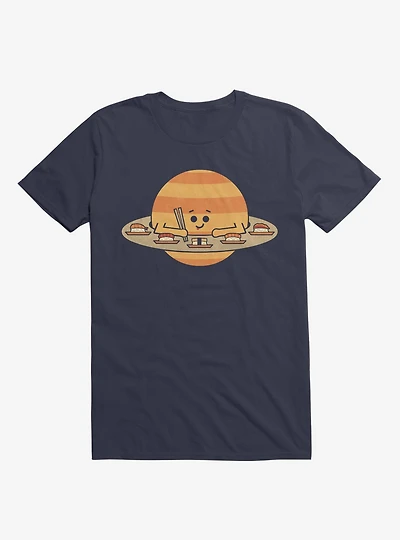 Saturn Eating Sushi Navy Blue T-Shirt