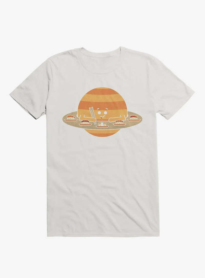 Saturn Eating Sushi White T-Shirt