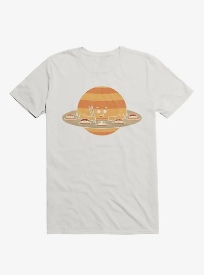 Saturn Eating Sushi White T-Shirt