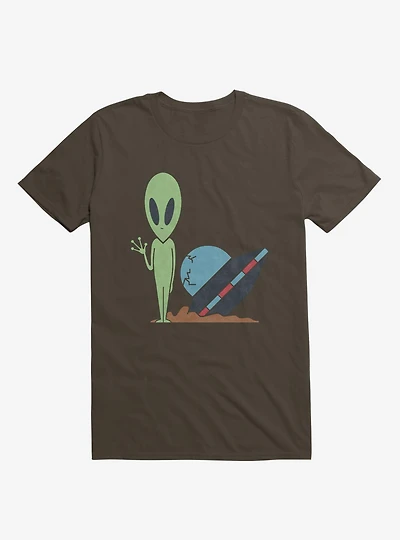 Alien UFO Crash Brown T-Shirt