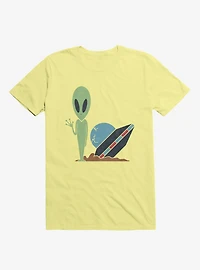 Alien UFO Crash Corn Silk Yellow T-Shirt