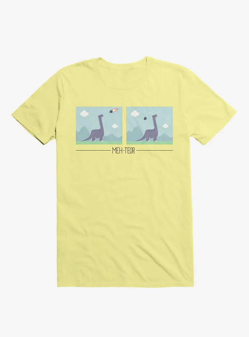 Dinosaur Meh-Teor Corn Silk Yellow T-Shirt
