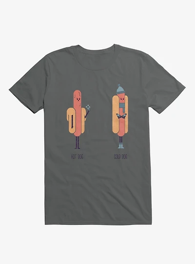 Opposites Hot Dog Cold Charcoal Grey T-Shirt
