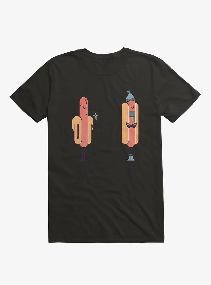 Opposites Hot Dog Cold Black T-Shirt