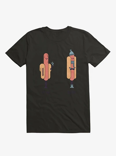 Opposites Hot Dog Cold Black T-Shirt