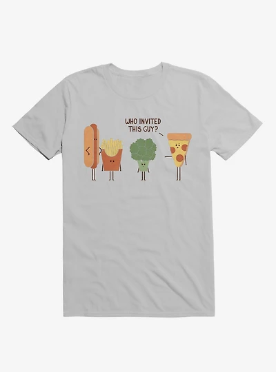 Broccoli Junk Food Party Crasher Ice Grey T-Shirt