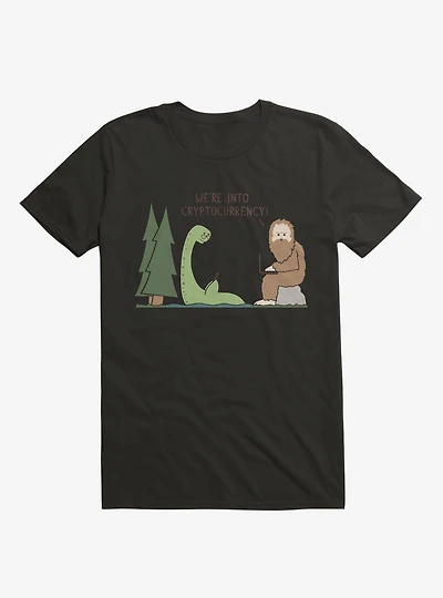 We're Into Cryptocurrency! Mythical Creatures Black T-Shirt