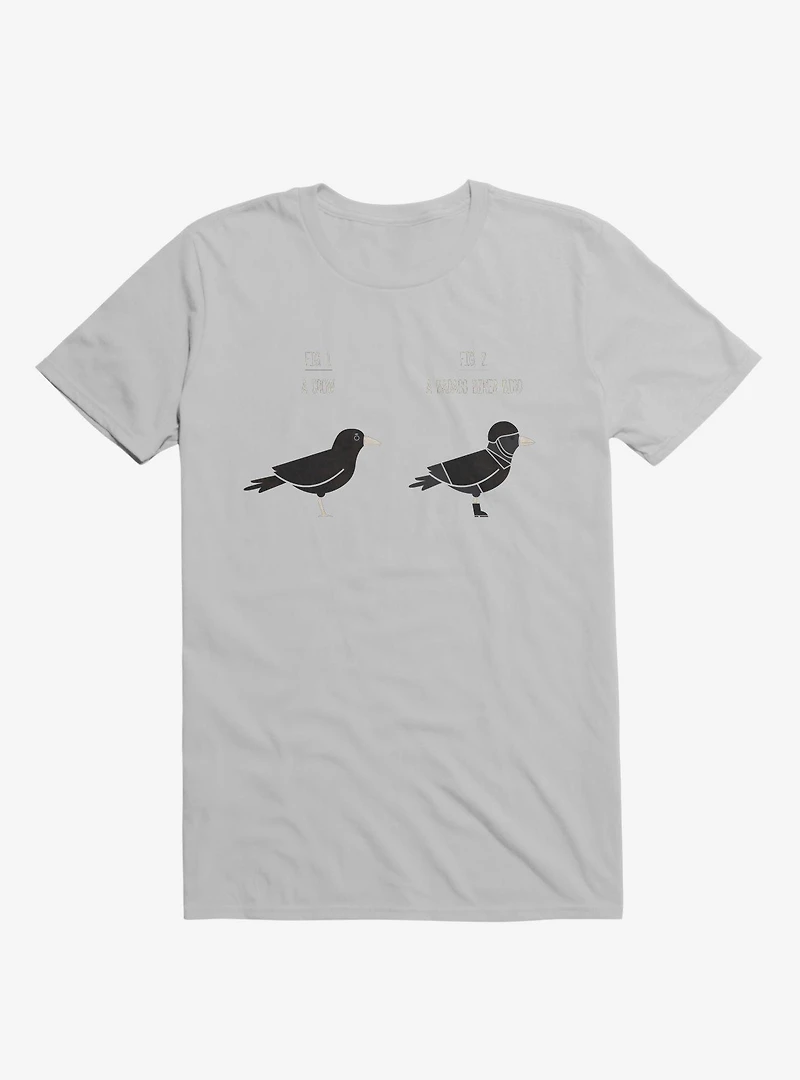Know Your Birds A Crow Or Biker Bird Ice Grey T-Shirt