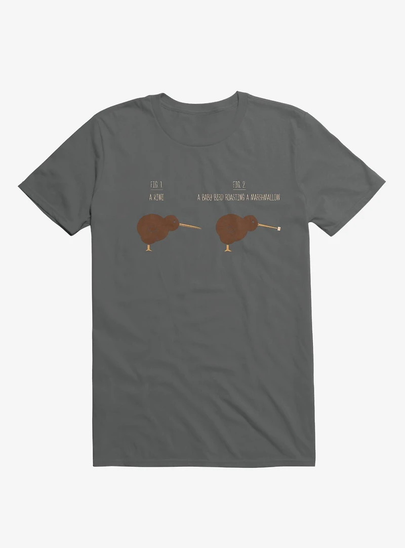 Know Your Birds A Kiwi Or Bird Roasting Marshmallow Charcoal Grey T-Shirt