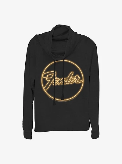 Fender Neon Sign Logo Cowlneck Long-Sleeve Girls Top