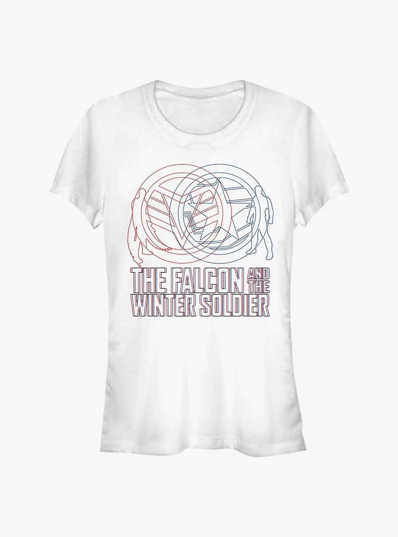 Marvel The Falcon And Winter Soldier Red Blue Wireframe Girls T-Shirt
