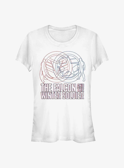 Marvel The Falcon And Winter Soldier Red Blue Wireframe Girls T-Shirt