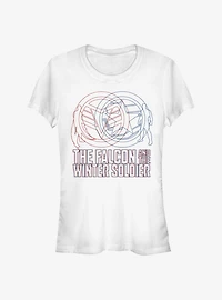Marvel The Falcon And Winter Soldier Red Blue Wireframe Girls T-Shirt