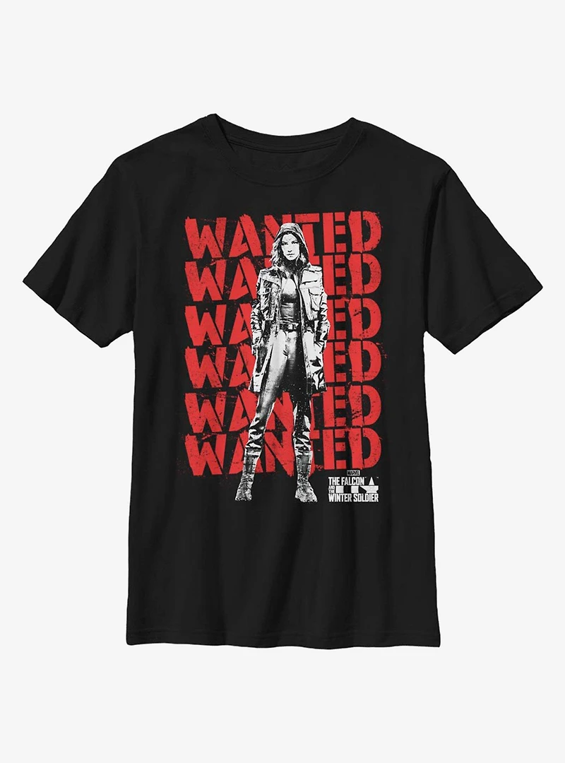 Marvel The Falcon And Winter Soldier Wanted Repeating Red Youth T-Shirt