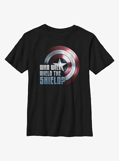 Marvel The Falcon And Winter Soldier Wielding Shield Youth T-Shirt