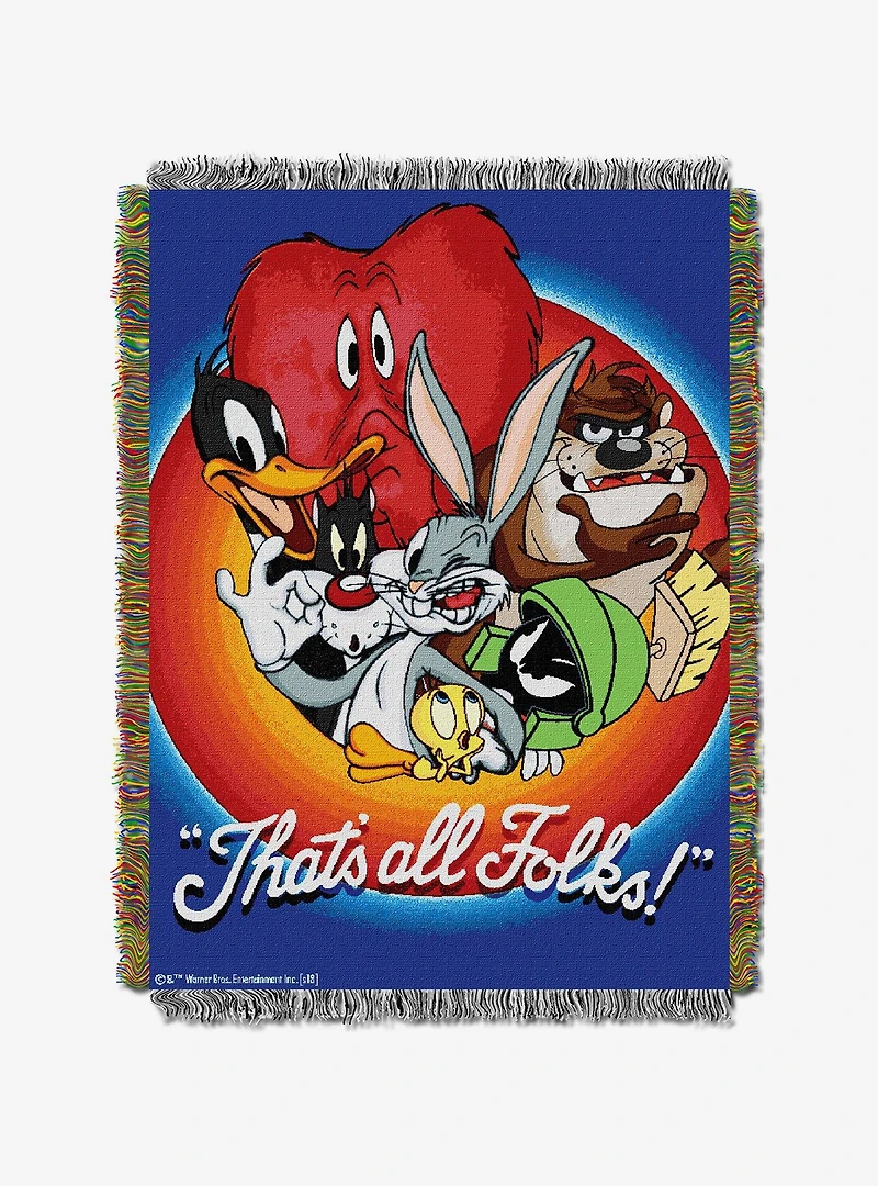 Looney Tunes That's All Folks Tapestry Throw
