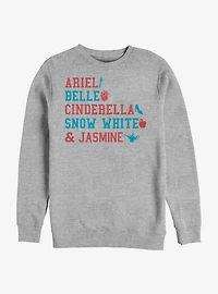 Disney Princess Stacked Names Crew Sweatshirt