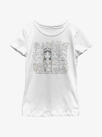 Disney Princesses Floral Youth Girls T-Shirt