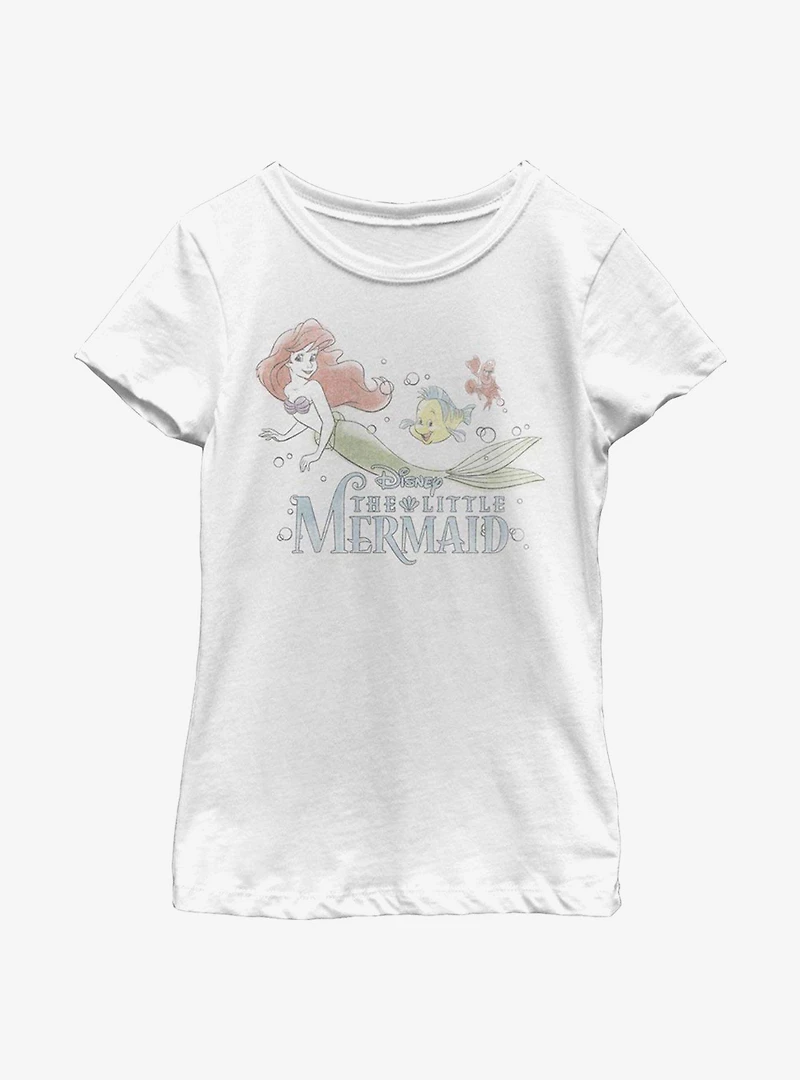 Disney The Little Mermaid Watercolor Fade Ariel Youth Girls T-Shirt