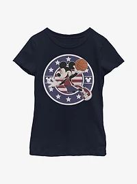 Disney Mickey Mouse B Ball Americana Youth Girls T-Shirt