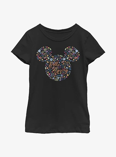 Disney Mickey Mouse Floral Ears Youth Girls T-Shirt