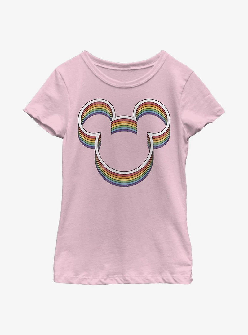 Disney Mickey Mouse Rainbow Ears Youth Girls T-Shirt