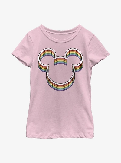 Disney Mickey Mouse Rainbow Ears Youth Girls T-Shirt