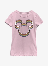 Disney Mickey Mouse Rainbow Ears Youth Girls T-Shirt