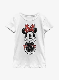Disney Minnie Mouse Sitting Sketch Youth Girls T-Shirt