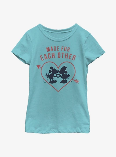 Disney Mickey Mouse Heart Polka Dot Silhouette Youth Girls T-Shirt